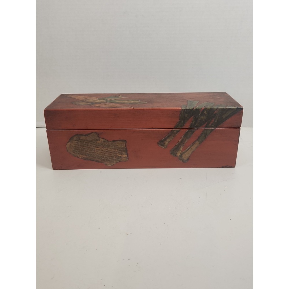Retro Wood Recipe Card Holder Decoupage Food Split Divider Empty Cottagecore 70s